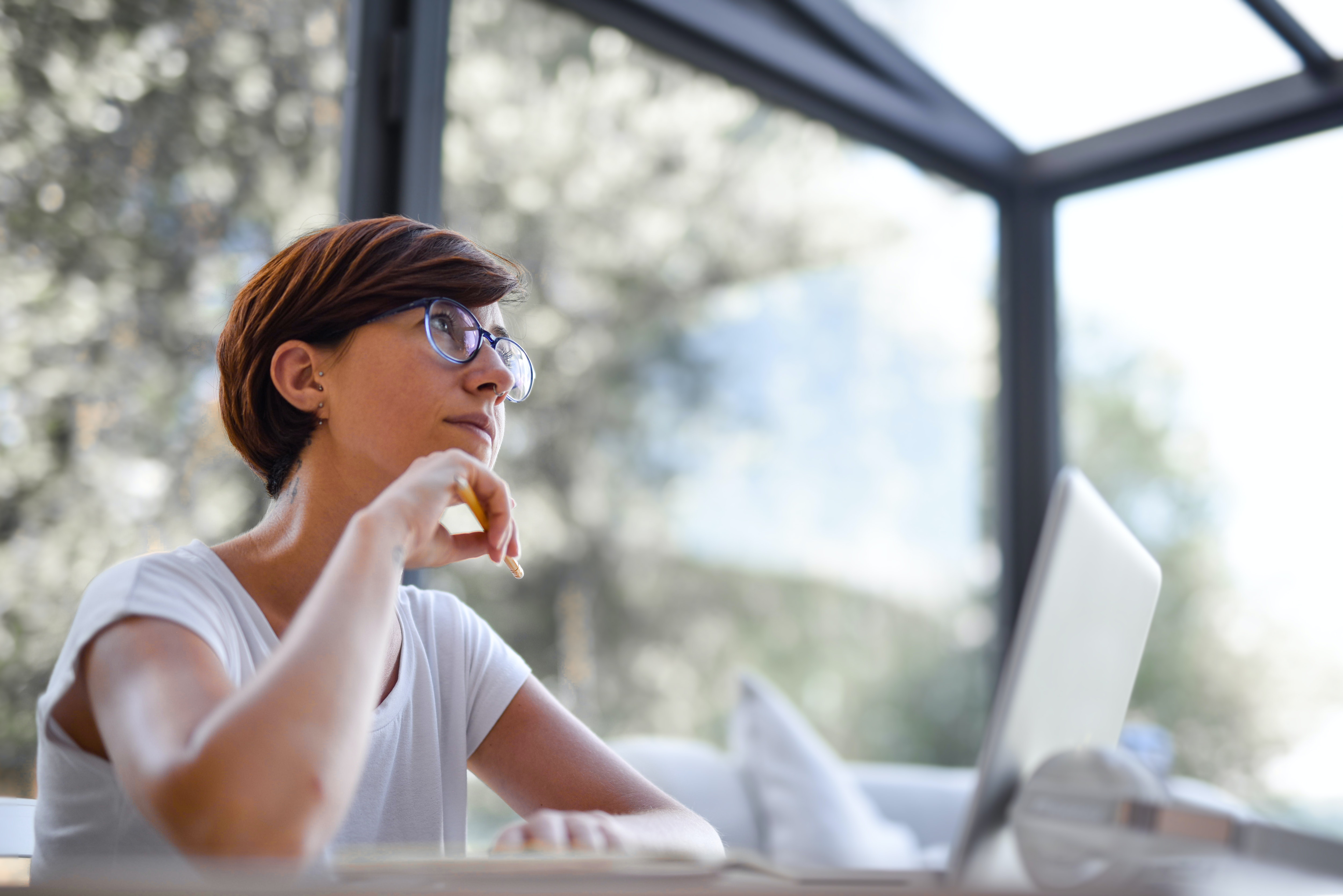 woman thinking deeply