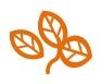 Three leaves and a small branch design in orange colour