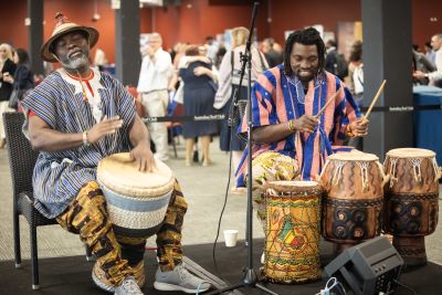 Two drummers playing