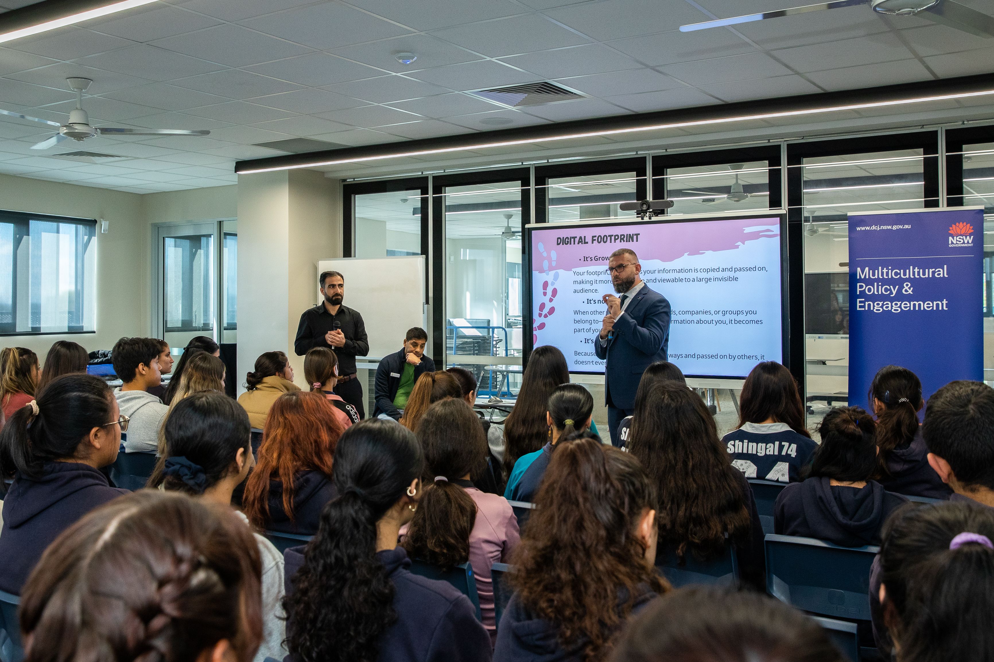 Two speakers - talking to students