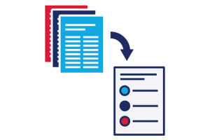 A long document with an arrow pointing to a short Easy Read document.