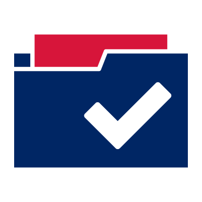 A folder symbol with a tick