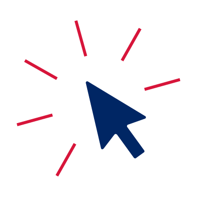 Icon of a pointer with red lines surrounding it, emphasizing the pointer's direction.