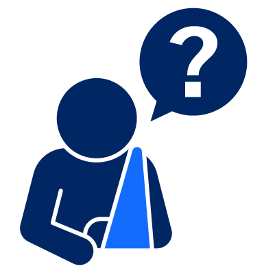 Icon of an injured person with a question mark above.