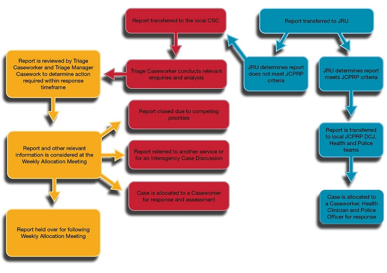 Triage assessment diagram outlining flow of referral pathways