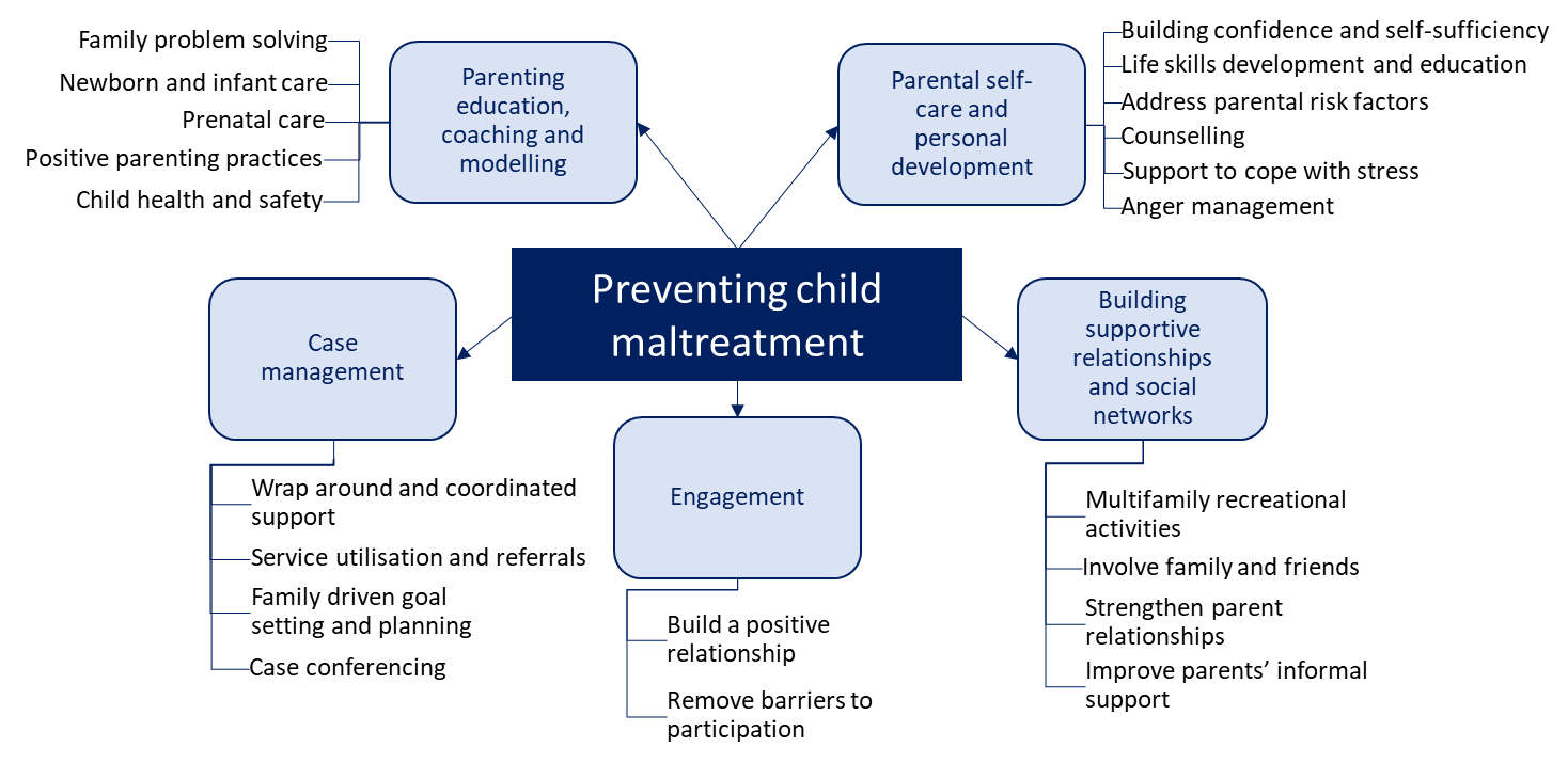 Preventing Child Maltreatment Core Components: 5 core components and within each component are flexible activities